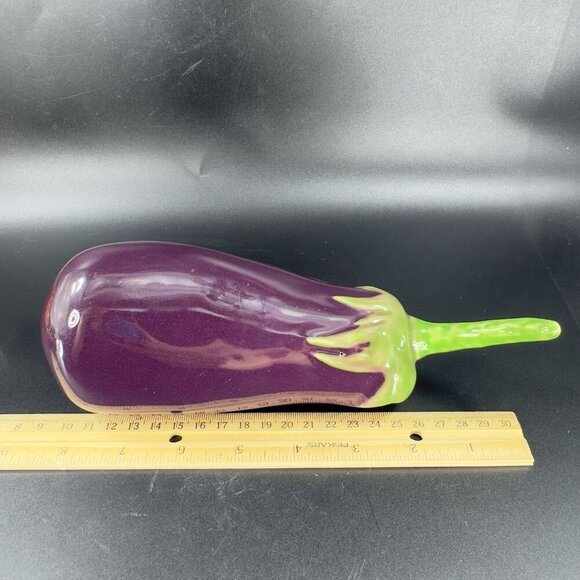 Vintage Ceramic Eggplant Set 2 Houseware Decor Figure Made In Portugal VTG - Picture 4 of 15